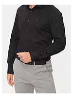 TOMMY HILFIGER black shirt THflex slim fit מכופתרת בצבע שחור לוגו קטן