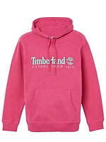 TIMBERLAND pink big  logo hoodie קפוצון בצבע ורוד עם רקמה בחזית המוצר