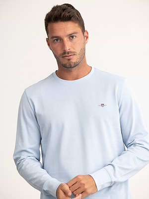 GANT  pique t shirt small logo long sleeve חולצת פיקה שרוול ארוך בצבע תכלת