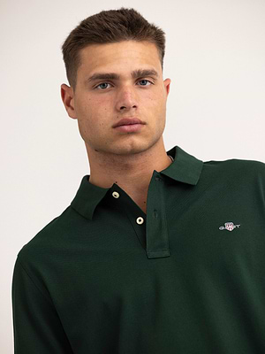 GANT shield polo long sleeve green פולו שרוול ארוך לוגו קטן ירוק בקבוק