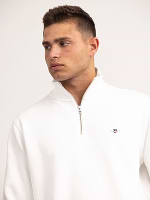 GANT reg half zip sweat פוטר חצי רוכסן עם לוגו צידי בצבע לבן - XXL