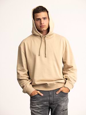 HUGO hoodie beige center logo קפוצון בצבע בז' עם לוגו הוגו במרכז