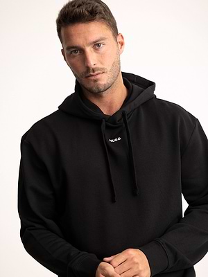 HUGO hoodie black center logo קפוצון בצבע שחור עם לוגו הוגו במרכז