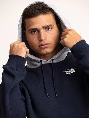 THE NORTH FACE hoodie navy gray small logo קפוצון בצבע כחול אפור עם לוגו קטן - M