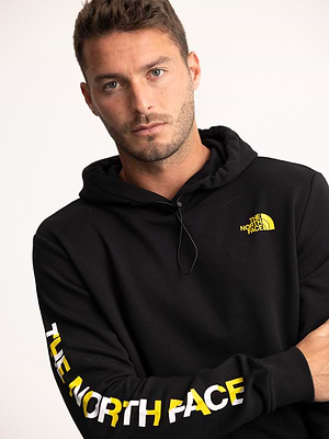 THE NORTH FACE hoodie black  yellow small logo קפוצון בצבע שחור צהוב לוגו קטן - M