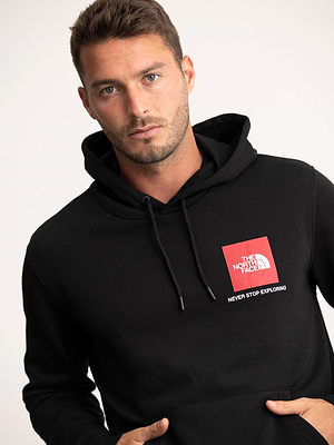 THE NORTH FACE hoodie black red small logo קפוצון בצבע שחור עם אדום לוגו קטן בצד - XL
