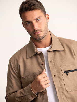 PALM MYKONOS jacket brown ג'קט כפתורים וריצרץ בצבע בז'