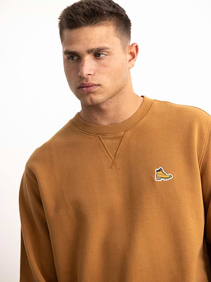TIMBERLAND sweatshirt mustard boot small logo סווטשירט בצבע חרדל עם לוגו מגף צידי