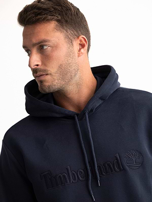 TIMBERLAND navy hoodie tone on tone big logo קפוצון טון על טון רקמה בחזית בצבע נייבי - L