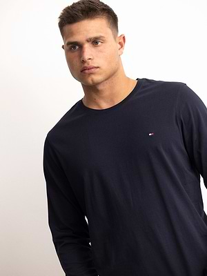TOMMY HILFIGER logo sleeve t shirt long sleeve חולצה ארוכה בצבע נייבי עם לוגו קטן צידי