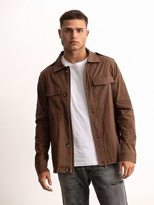 PALM MYKONOS jacket brown ג'קט כפתורים וריצרץ בצע חום