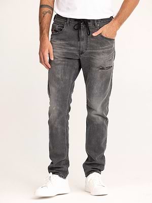 DIESEL jogg jeans בצבע אפור משופשף קרע סגור