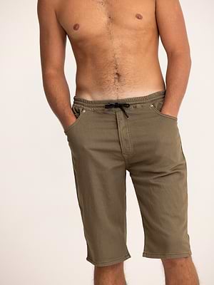 PALM MYKONOS jog short olive green pants מכנס גוג' קצר בצבע ירוק זית