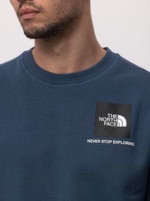 THE NORTH FACE blue small logo sweatshirt סווטשירט בצבע כחול פטרול עם לוגו המותג בלבן - XL