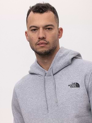 THE NORTH FACE gray small logo hoodie קפוצון בצבע אפור עם לוגו קטן