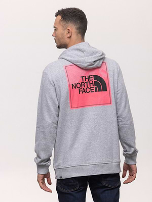 THE NORTH FACE gray small logo hoodie קפוצון בצבע אפור עם לוגו מרכזי בגב