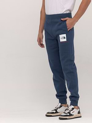 THE NORTH FACE blue small logo long pantsמכנס בצבע כחול פטרול עם לוגו קטן ריבוע