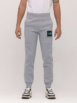 THE NORTH FACE gray black blue small logo long pants מכנס בצבע אפור לוגו ריבוע שחור כחול