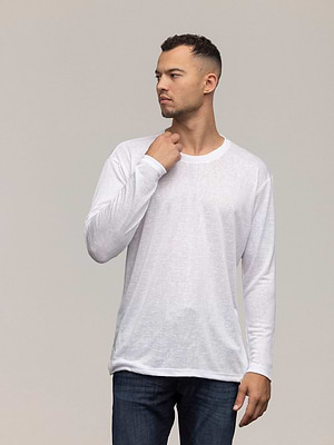 PALM MYKONOS linen t shirt long sleeve white חולצת פשתן שרוול ארוך בצבע לבן - M