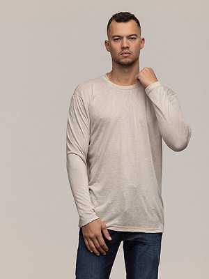 PALM MYKONOS linen t shirt long sleeve beige חולצת פשתן שרוול ארוך בצבע בז'