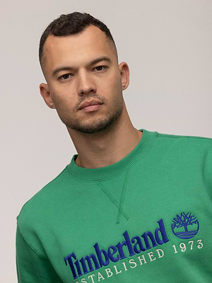 TIMBERLAND sweatshirtgreen blue big logo סווטשירט בצבע ירוק עם רקמה בחזית בצבע כחול