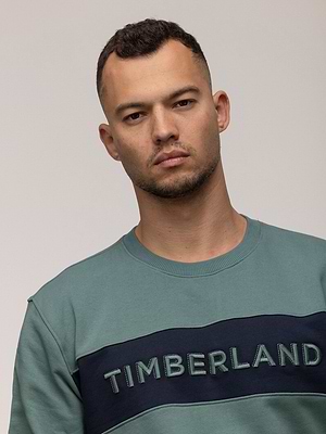 TIMBERLAND sweatshirt tourkise big logo סווטשירט בצבע ירוק טורקיז עם רקמה בחזית