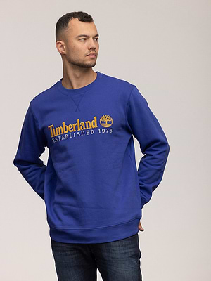 TIMBERLAND sweatshirt blue orange big logo סווטשירט בצבע כחול עם רקמה בצבע כתום - M