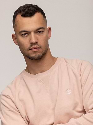 TIMBERLAND sweatshirt pudra small logo סווטשירט בצבע פודרה עם לוגו קטן צידי - XL