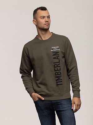 TIMBERLAND sweatshirt green black big logo סווטשירט בצבע ירוק עם שם המותג אורכי - M