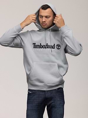 TIMBERLAND hoodie gray black logo קפוצון בצבע אפור אטום עם לוגו שחור
