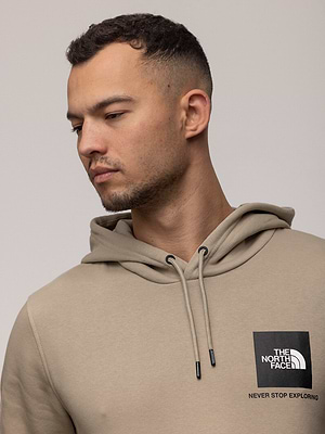 THE NORTH FACE hoodie beige green small logo קפוצון בצבע בז' ירקרק עם לוגו ריבוע שחור - S