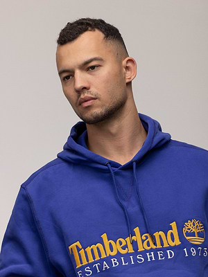 TIMBERLAND hoodie blue orange logo קפוצון בצבע כחול מעושן לוגו כתום