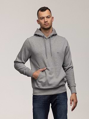TOMMY HILFGIER hoodie small logo קפוצון בצבע אפור לוגו קטן - XL