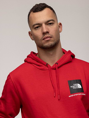 THE NORTH FACE hoodie red small logo קפוצון בצבע אדום לוגו ריבוע