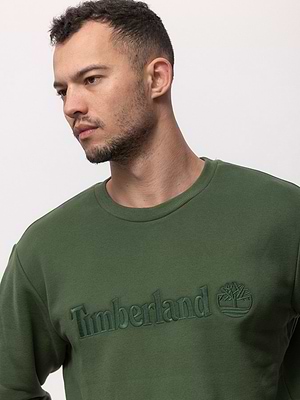 TIMBERLAND sweatshirt green logo סווטשירט בצבע ירוק על ירוק לוגו בחזית המוצר - M