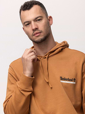 TIMBERLAND smoke orange small logo hoodie קפוצון בצבע כתום מעושן עם לוגו צידי
