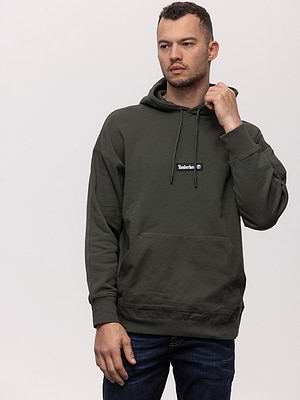 TIMBERLAND dark freen smal logo hoodie קפוצון בצבע ירוק כהה עם לוגו בחזית המוצר (דגם גדול) - XXL