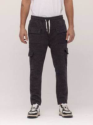 PALM MYKONOS super vintage dark gray cargo דגמח קורדרוי בצבע אפור כהה