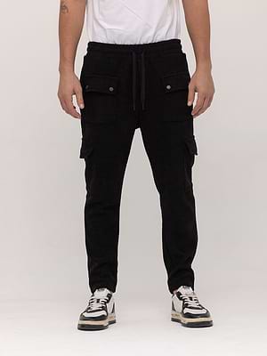 PALM MYKONOS super vintage black cargo דגמח קורדרוי בצבע שחור