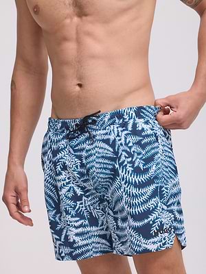 HUGO swimshort small logo בגד ים בצבע כחול טקסטורה ענפים