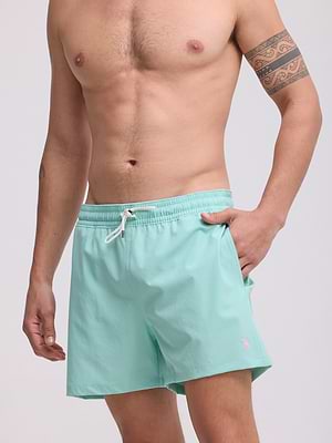 RALPH LAUREN swimshort lught blue pink small logo בגד ים ראלף לורן בצבע טורקיז סוס ורוד