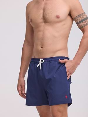 RALPH LAUREN swimshort blue red small logo בגד ים ראלף לורן בצבע כחול סוס אדום