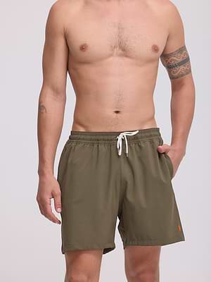 RALPH LAUREN swimshort olive green small logo בגד ים ראלף לורן בצבע ירוק זית סוס כתום