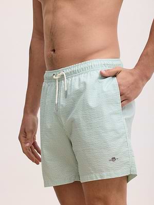 GANT swimshort green stripe  בגד ים בצבע ירוק לבן פסים לוגו המותג