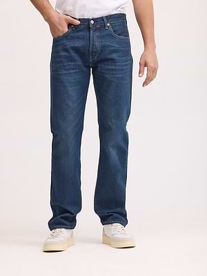 LEVI'S jeans גינס בצבע כחול כהה עם תיפורים בגזרת 501