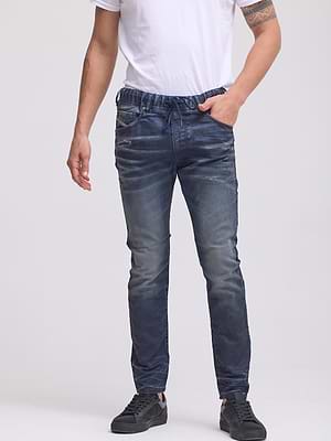 DIESEL E-KROOLEY JOGG ג'וג בצבע ג'ינס עם קרע סגור ליד הכיס ושפשופים לאורך המוצר 068UY - 34