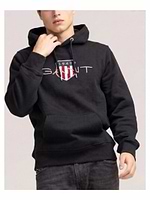 GANT hoodie black big logo shield גאנט קפוצון שחור לוגו גדול כסוף שילד