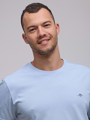 GANT t shirt small logo חולצה בצבע תכלת עדין - XL