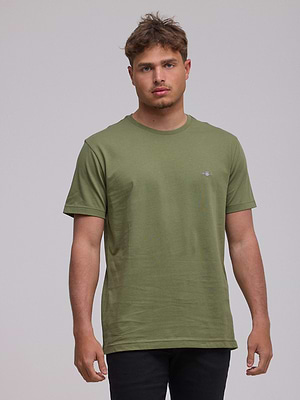 GANT t shirt small logo חולצה בצבע ירוק זית - XL