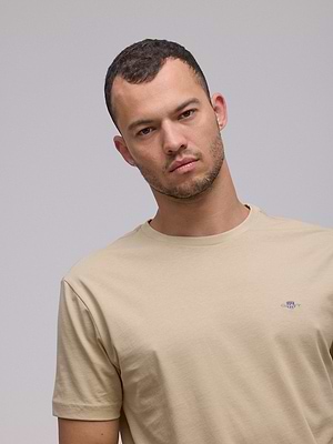 GANT t shirt small logo חולצה בצבע בז' - XL